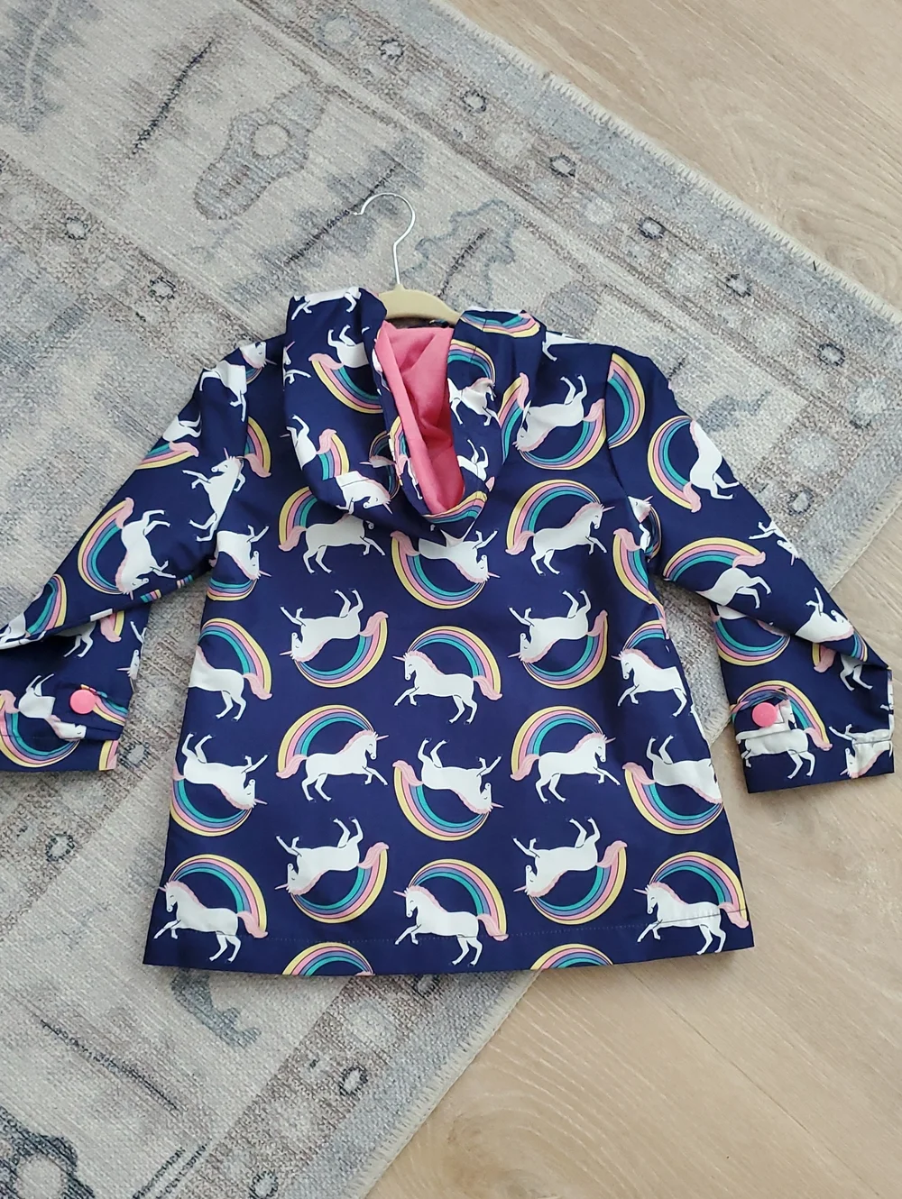 Carters Toddler Girls Rainbow Unicorn Rain Jacket Hooded Coat Sz3T
